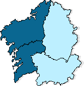 Mapa coloreado segundo os resultados da candidatura comparados cos resultados na convocatoria anterior
